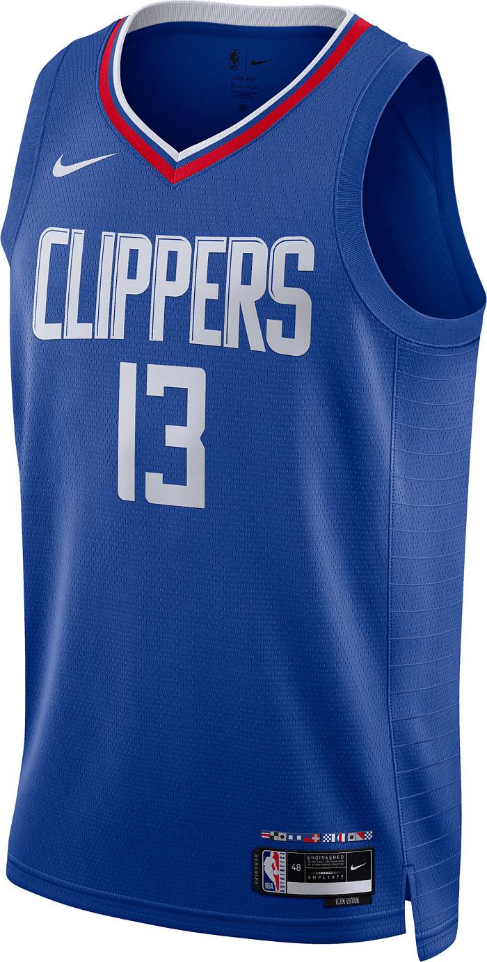 Authentic Men's Paul George Navy Blue Jersey - #13 Basketball Los Angeles Clippers  City Edition