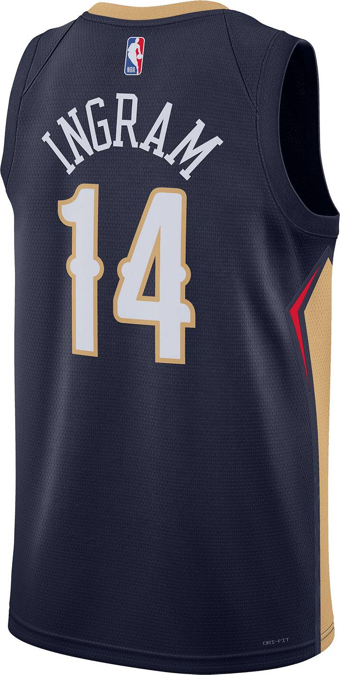 Nike Men's New Orleans Pelicans Brandon Ingram #14 White T-Shirt, XL