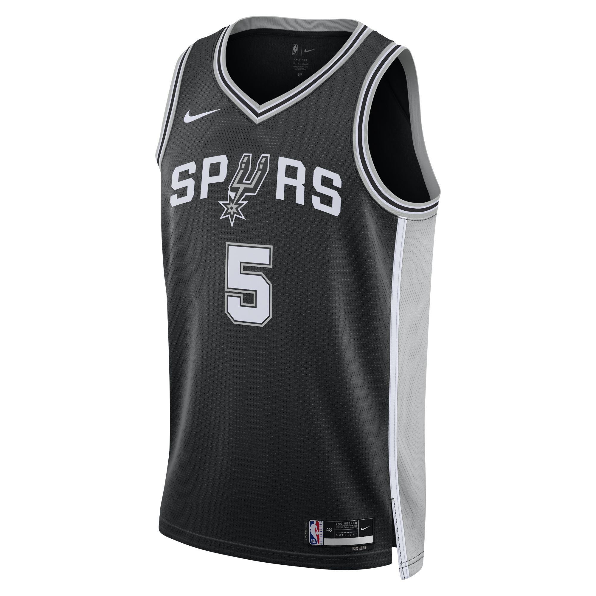 Nike Men's San Antonio Spurs Stephon Castle #5 Black Swingman Icon Jersey product image