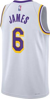 Nike Men's Los Angeles Lakers LeBron James #6 White Dri-FIT Swingman Jersey product image