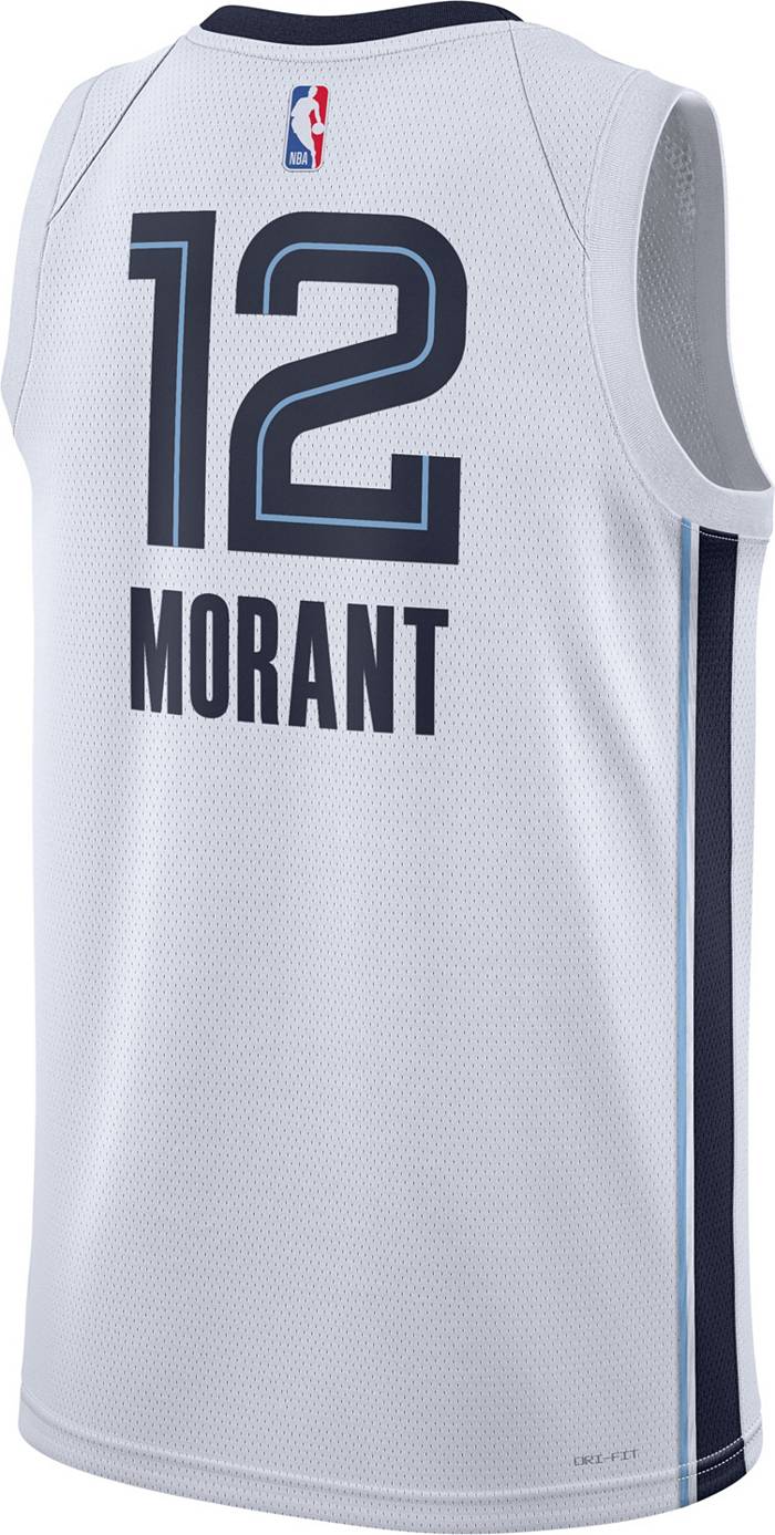 Nike Men's Memphis Grizzlies Ja Morant #12 White Dri-Fit Swingman Jersey, Large