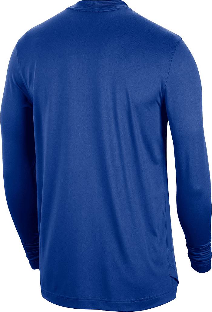 Nike Men's 2022-23 City Edition Philadelphia 76ers Blue Dri-Fit Pregame Long Sleeve Shirt, Large