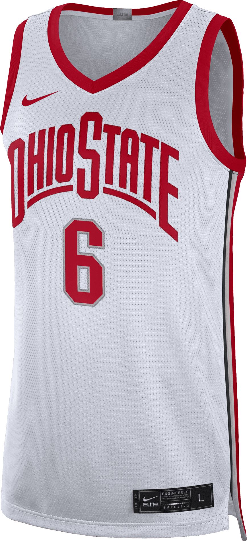 Nike Men's Ohio State Buckeyes #6 White Limited Basketball Jersey