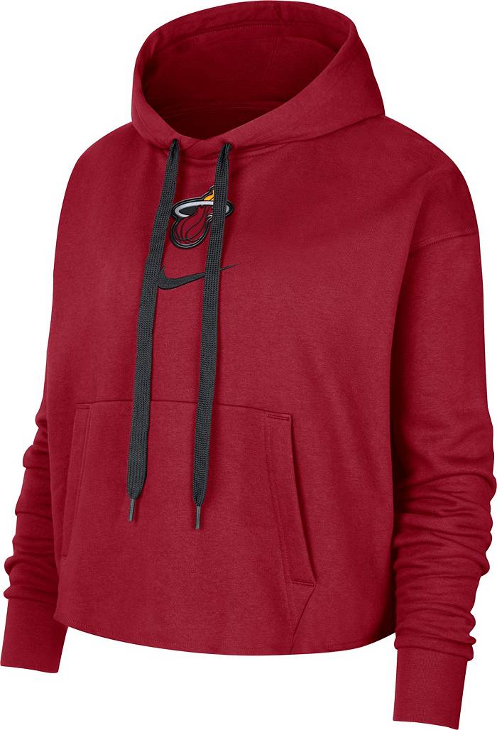 Nike Men's Miami Heat Red Courtside Fleece Pullover Hoodie, Medium