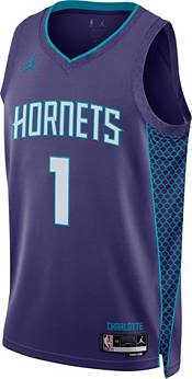 Jordan Men's Charlotte Hornets LaMelo Ball #1 Purple Dri-Fit Swingman Jersey, Small