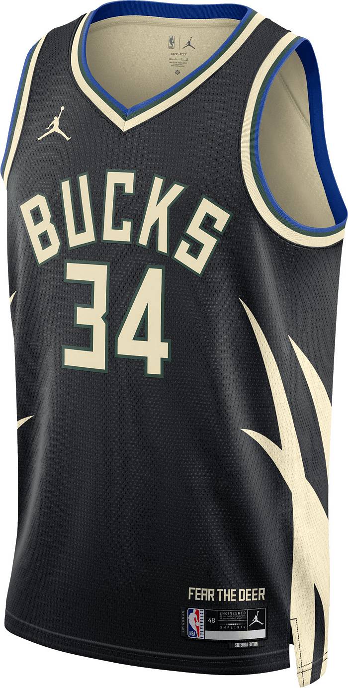 Nike Men's Milwaukee Bucks Giannis Antetokounmpo #34 Black Dri-Fit Swingman Jersey, XXL