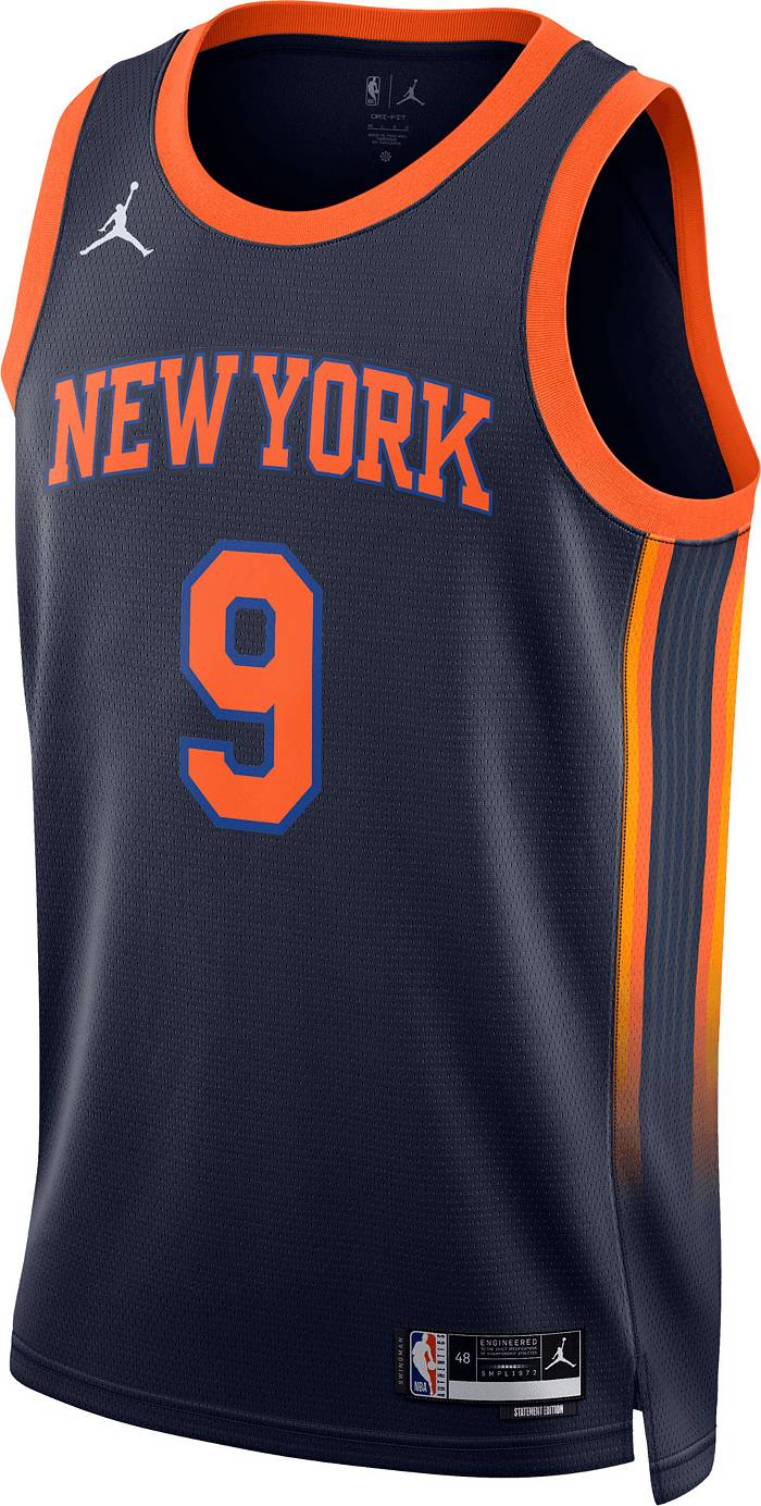 Nike Men's New York Knicks RJ Barrett #9 Blue Dri-Fit Swingman Jersey, Large