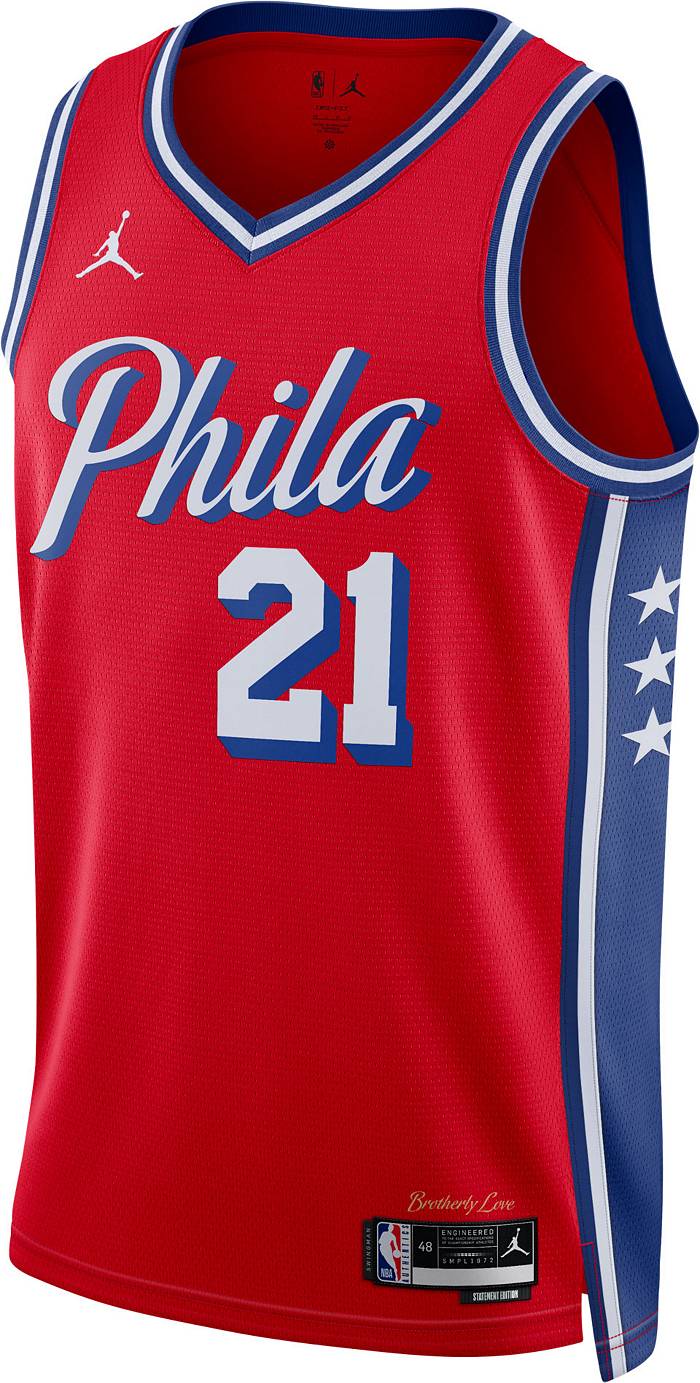 Nike Men's Philadelphia 76ers Joel Embiid #21 Blue Dri-Fit Swingman Jersey, Large