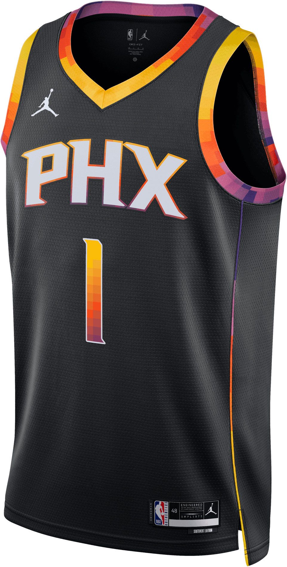 Jordan Men's Phoenix Suns Devin Booker #1 Black Dri-FIT Swingman Jersey