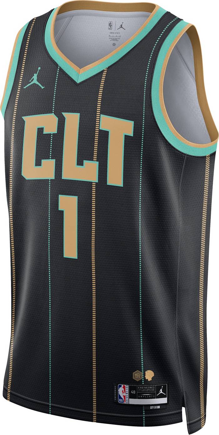 Jordan Men's 2022-23 City Edition Charlotte Hornets LaMelo Ball #1 Black  Dri-FIT Swingman Jersey