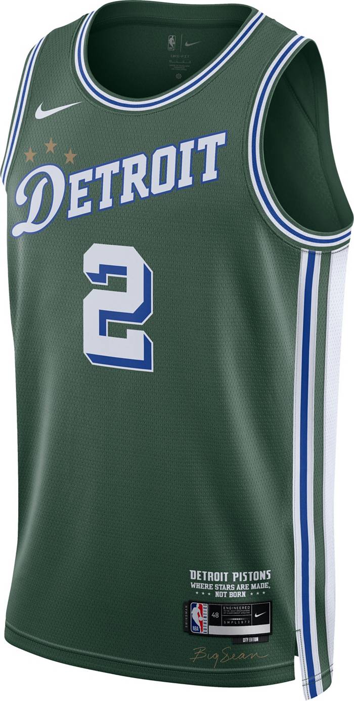 Nike Men's 2022-23 City Edition Detroit Pistons Cade Cunningham #2 Green Dri-FIT Swingman Jersey