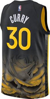 NBA Warriors 30 Stephen Curry Black Gold Men Jersey