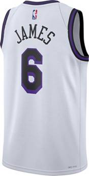Nike Men's 2022-23 City Edition Los Angeles Lakers LeBron James #6 White Dri-Fit Swingman Jersey, XXL