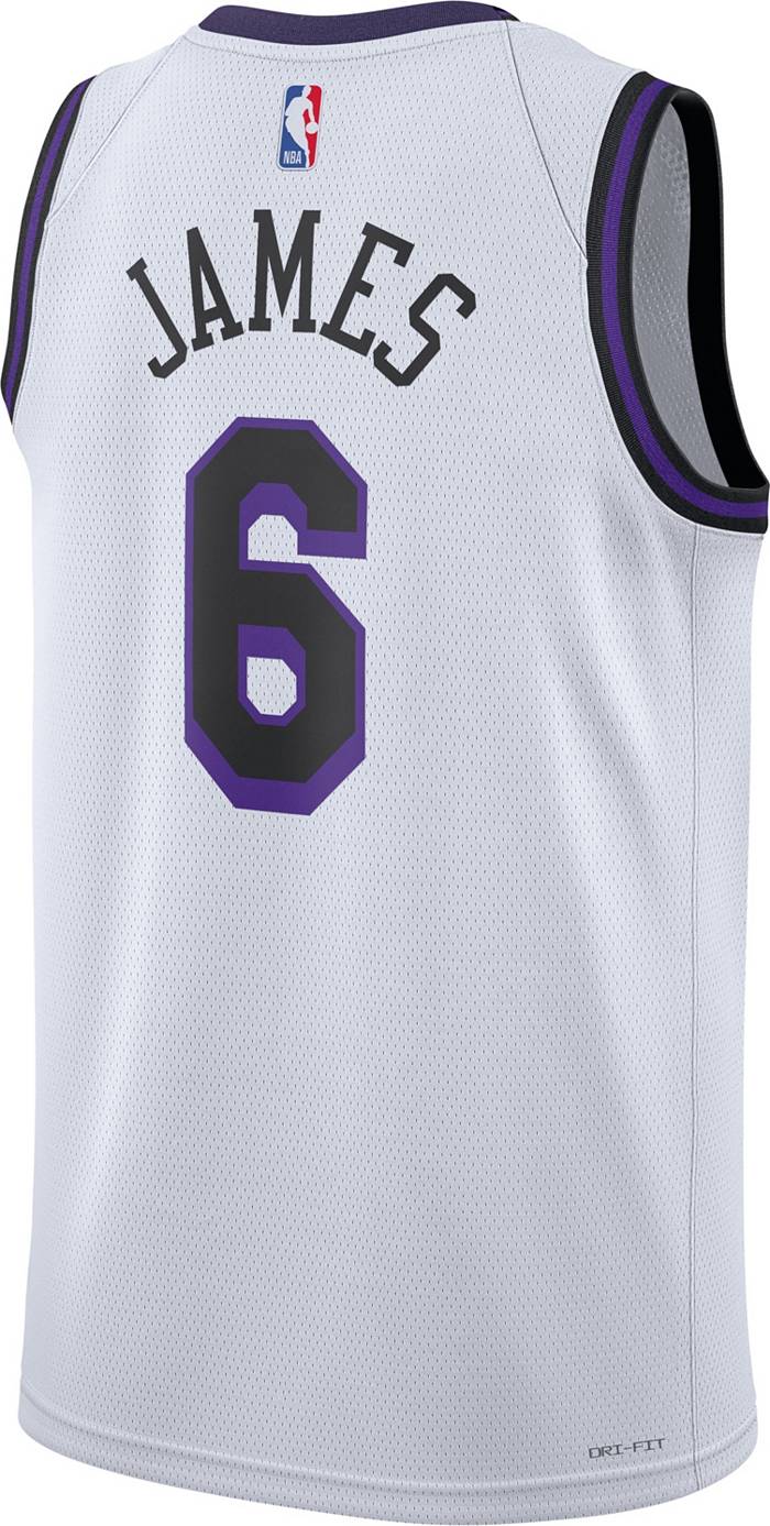 Nike Men's 2022-23 City Edition Los Angeles Lakers LeBron James #6 White Dri-FIT Swingman Jersey
