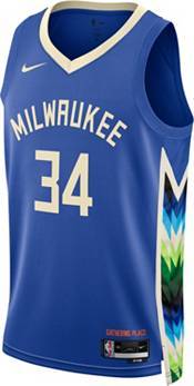Nike Men's 2021-22 City Edition Milwaukee Bucks Giannis Antetokounmpo #34  White Dri-FIT Swingman Jersey