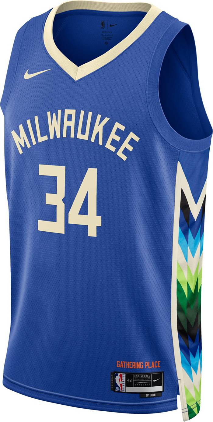 Nike 2021-22 NBA City Edition Giannis Antetokounmpo Mixtape Milwaukee Bucks  Swingman Jersey