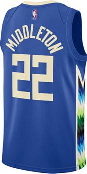 Nike Men's 2022-23 City Edition Milwaukee Bucks Khris Middleton #22 Royal  Dri-FIT Swingman Jersey