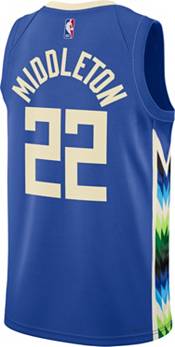 Men's Milwaukee Bucks Khris Middleton #22 Nike White 2021/22 Swingman NBA Jersey - City Edition