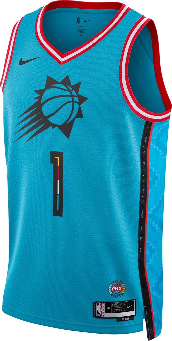 Nike Youth 2022-23 City Edition Phoenix Suns Devin Booker #1 Turquoise  Dri-FIT Swingman Jersey
