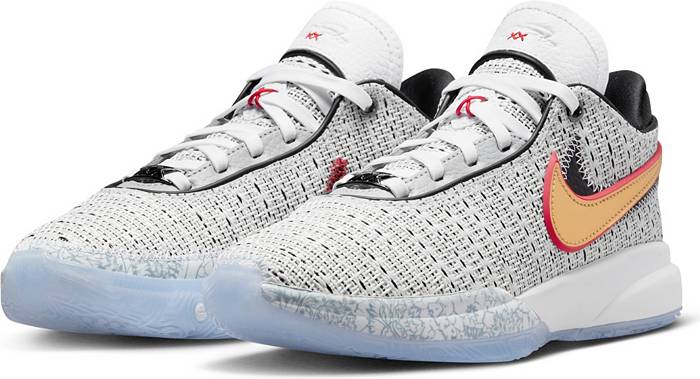 Kids' Nike LeBron XX Basketball Shoes, 4, White Gold
