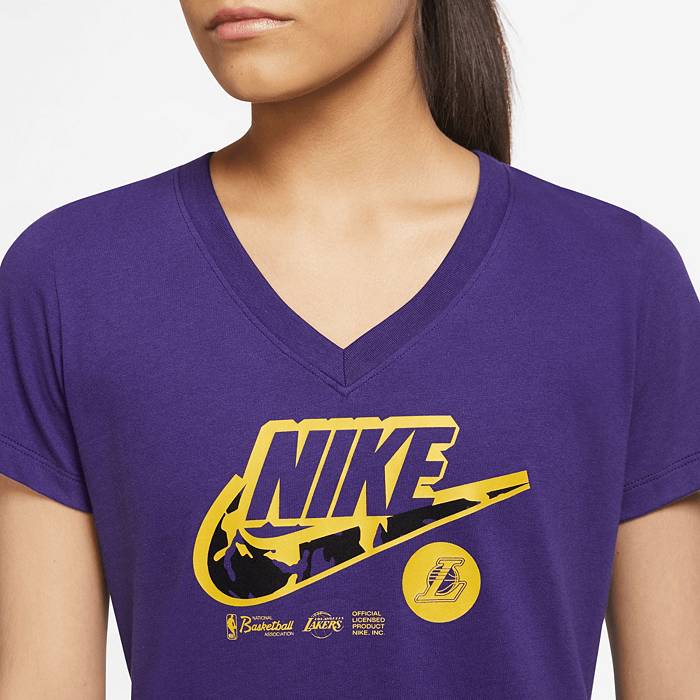 NIKE NBA LOS ANGELES LAKERS DRI-FIT THE TEAM'S PRACTICE TEE COURT PURPLE  for £25.00