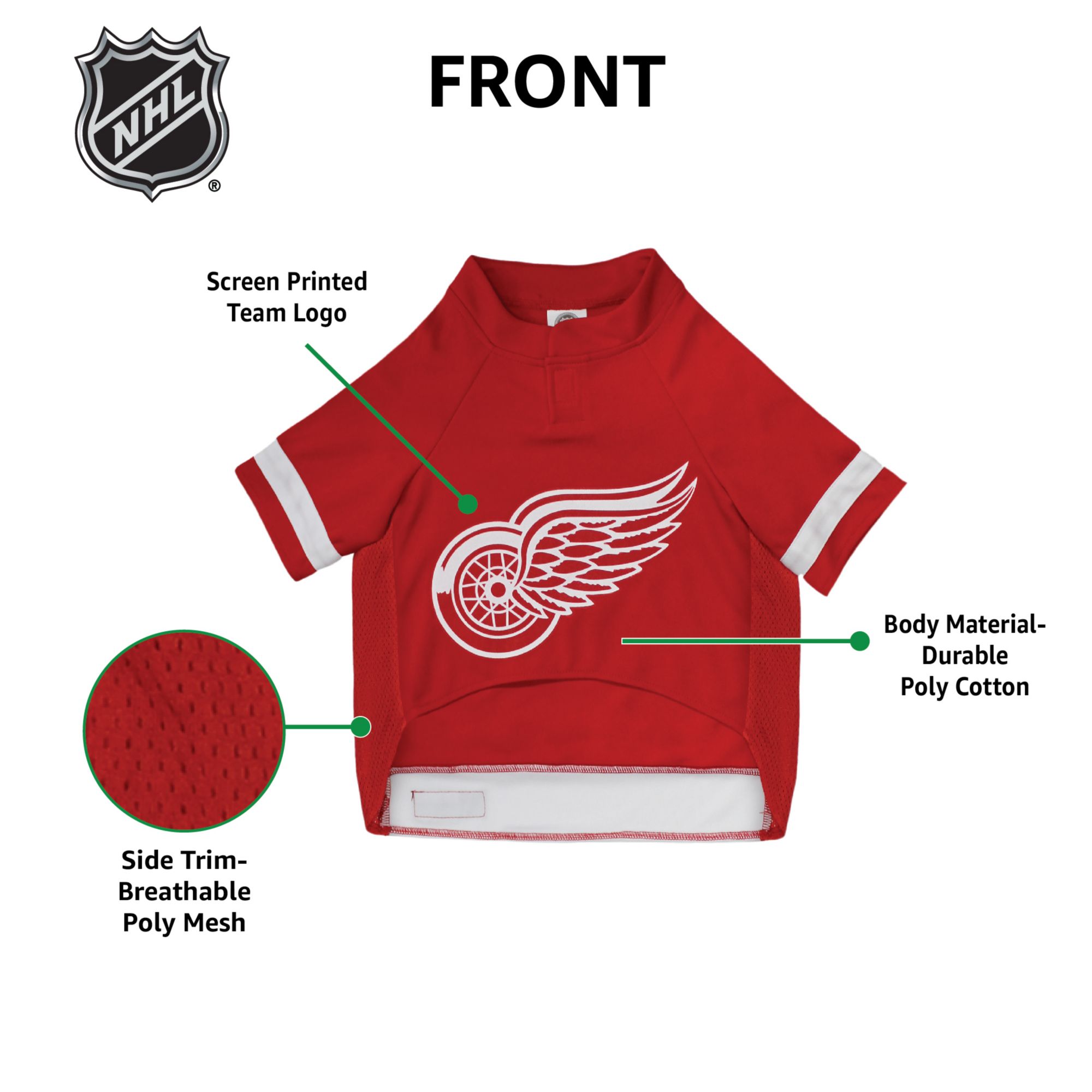 Pets First NHL Detroit Red Wings Pet Jersey product image