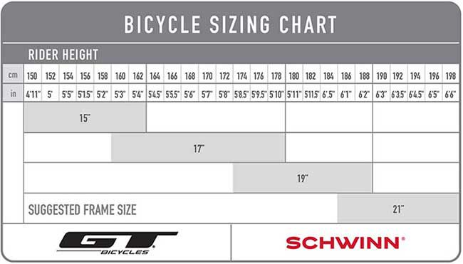 gt bike sizes