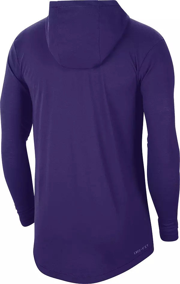 Nike Men's LSU Tigers Purple Dri-FIT Logo Long Sleeve Hoodie T-Shirt