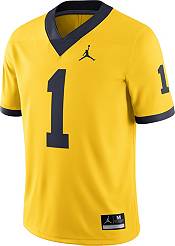 Jordan Men's Michigan Wolverines #1 Maize Alternate Dri-FIT Game Football Jersey product image