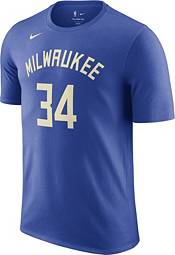 Nike Men's 2022-23 City Edition Milwaukee Bucks Giannis Antetokounmpo #34 Royal Cotton T-Shirt product image