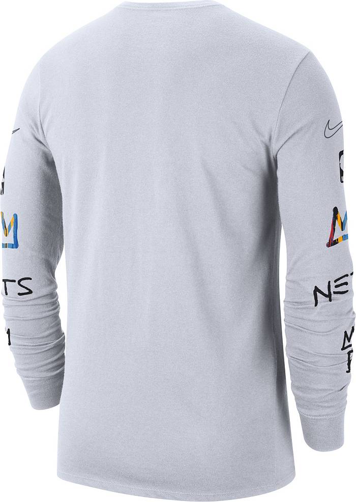 Nike Men's 2022-23 City Edition Brooklyn Nets White Dri-Fit Pregame Long Sleeve Shirt, XXL