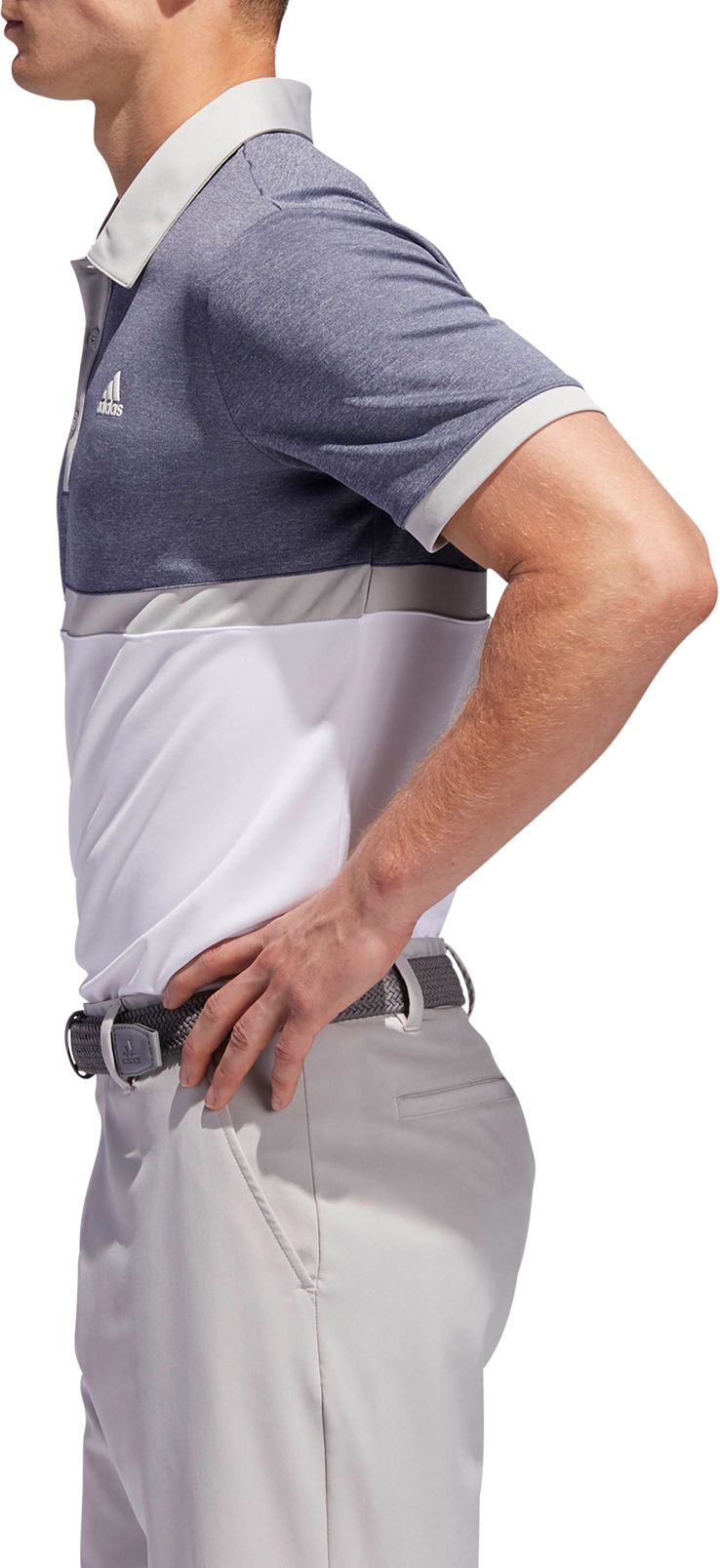 adidas men's drive heather colorblock golf polo
