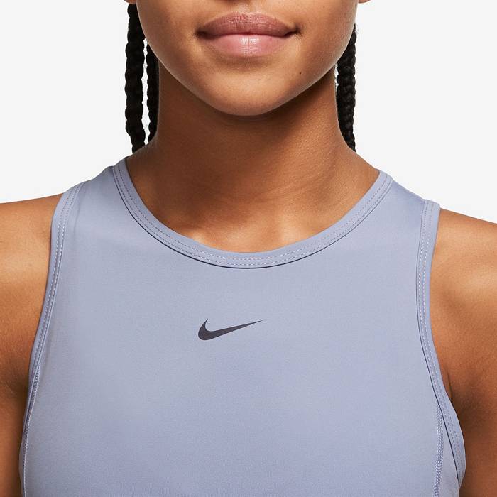 Nike Women's Pro Dri-Fit Femme Cropped Tank Top, Small, Indigo Haze