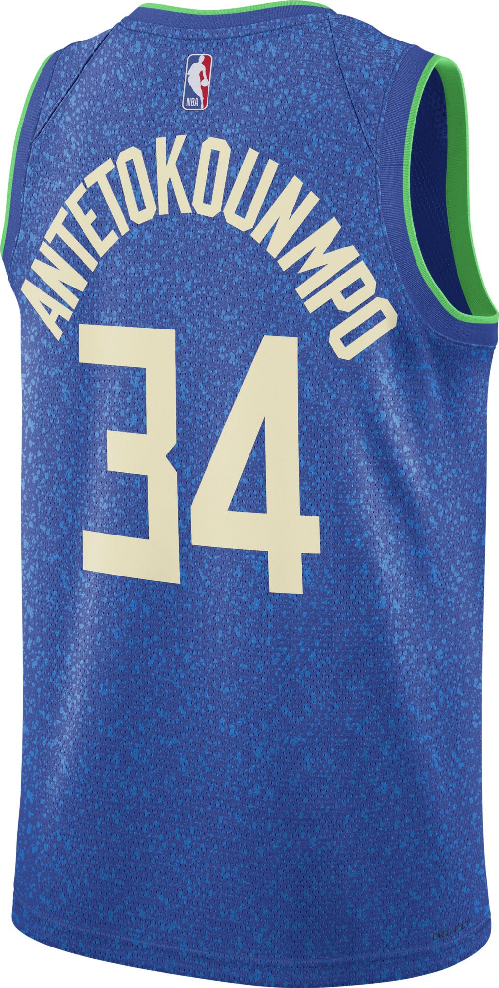 Nike Men's 2023-24 City Edition Milwaukee Bucks Giannis Antetokounmpo #34 Blue Swingman Jersey