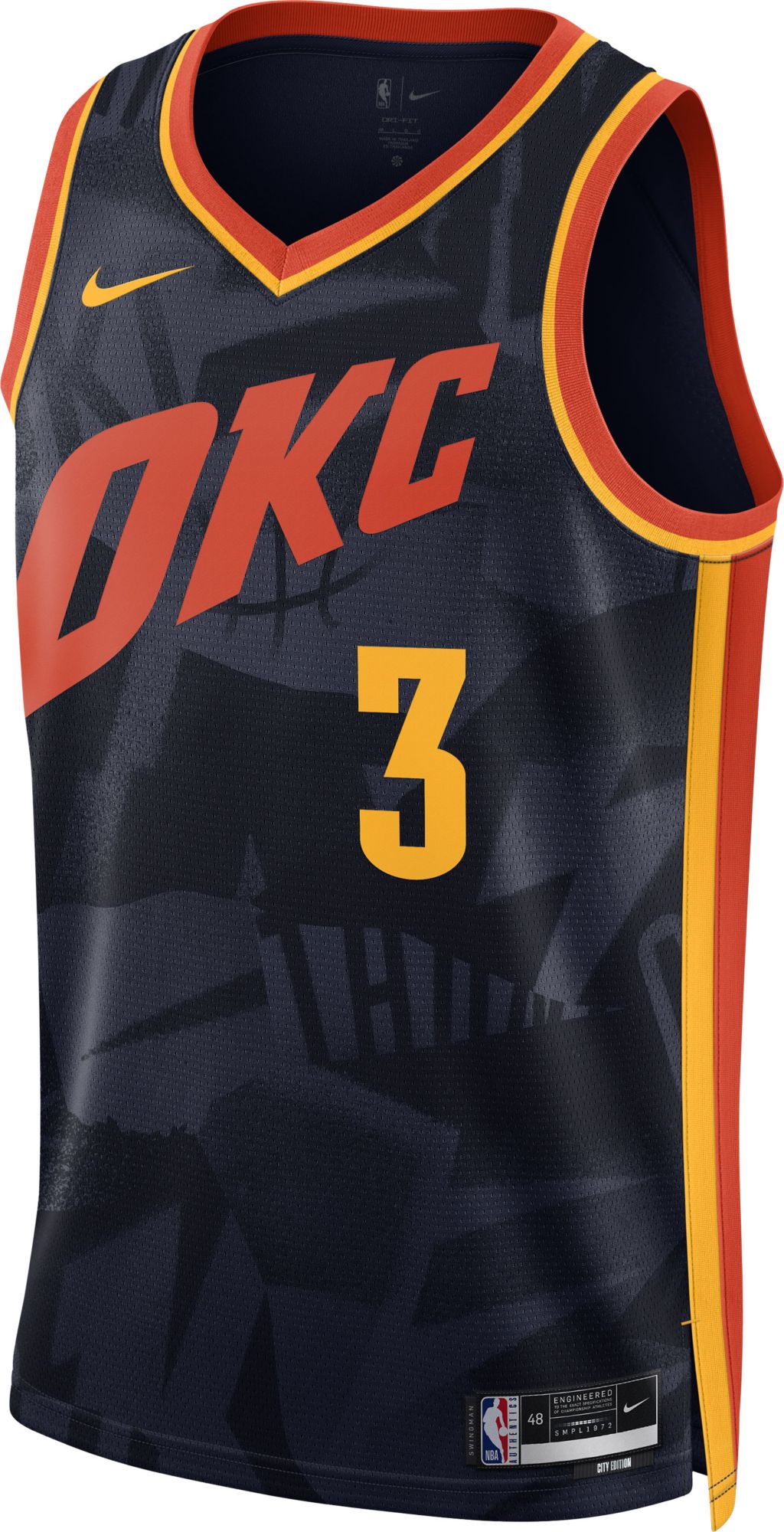 Nike Men's 2023-24 City Edition Oklahoma Thunder Josh Giddey #3 Navy Swingman Jersey