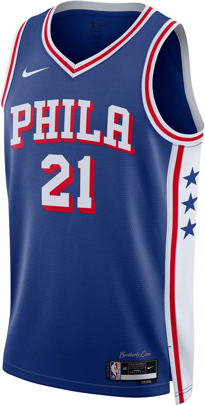 Joel Embiid Philadelphia 76ers 2023/24 Icon Edition Nike Men's Dri-Fit NBA Swingman Jersey in Blue, Size: Medium | DX8620-401