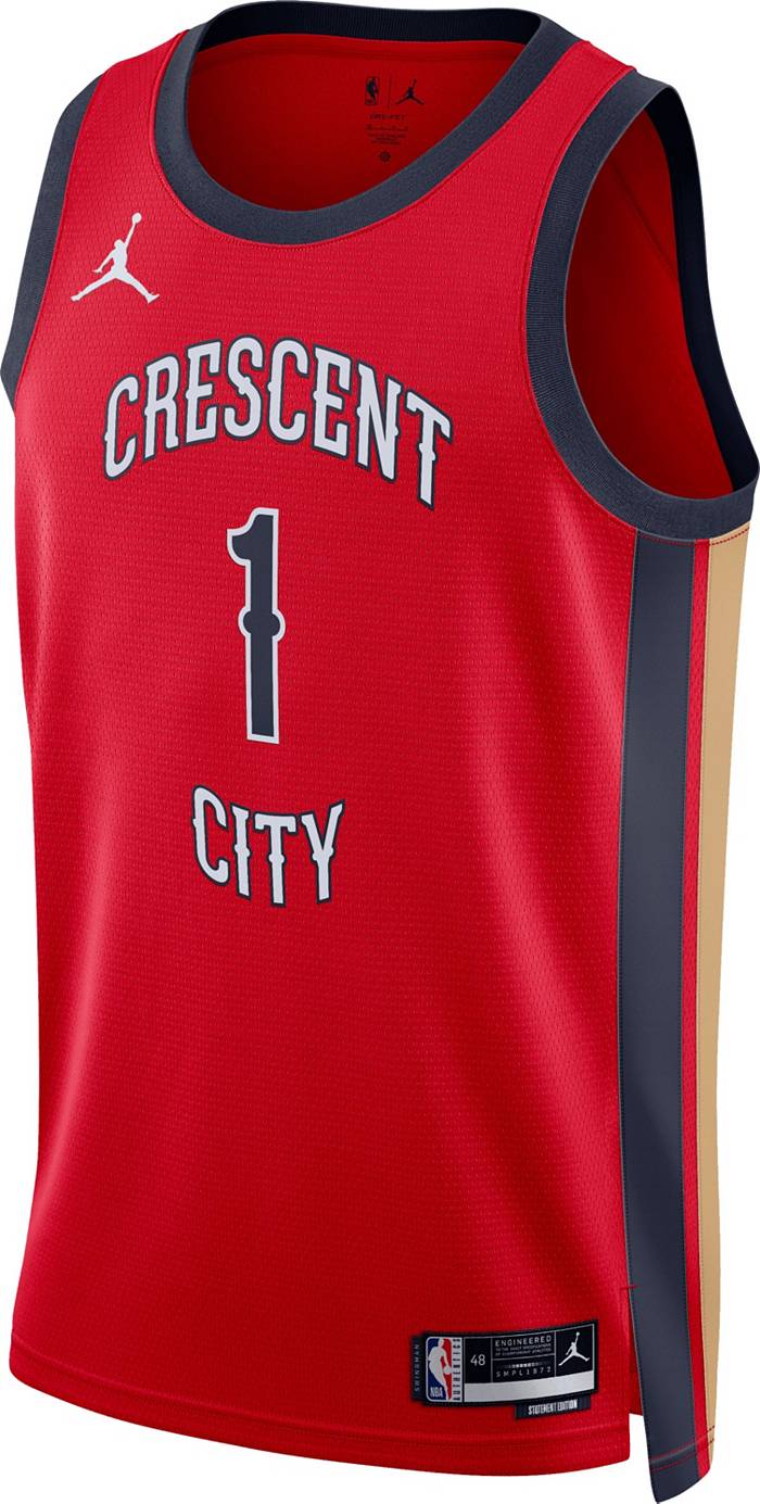 Nike Men's 2021-22 City Edition New Orleans Pelicans Zion Williamson #1 White Dri-Fit Swingman Jersey, XL
