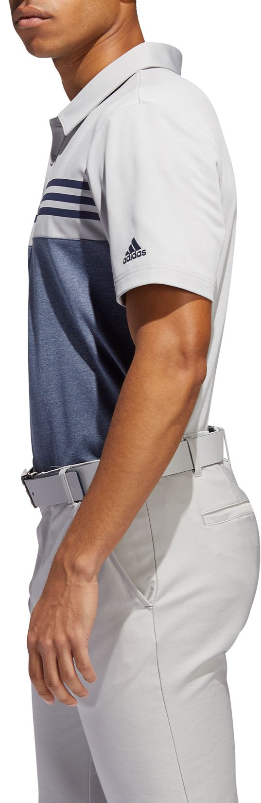 adidas men's drive heather colorblock golf polo