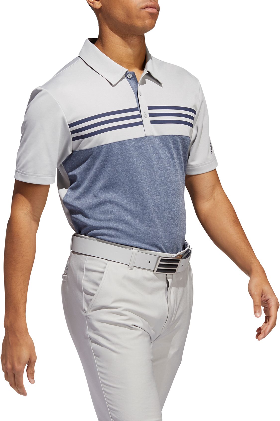 adidas men's drive heather colorblock golf polo