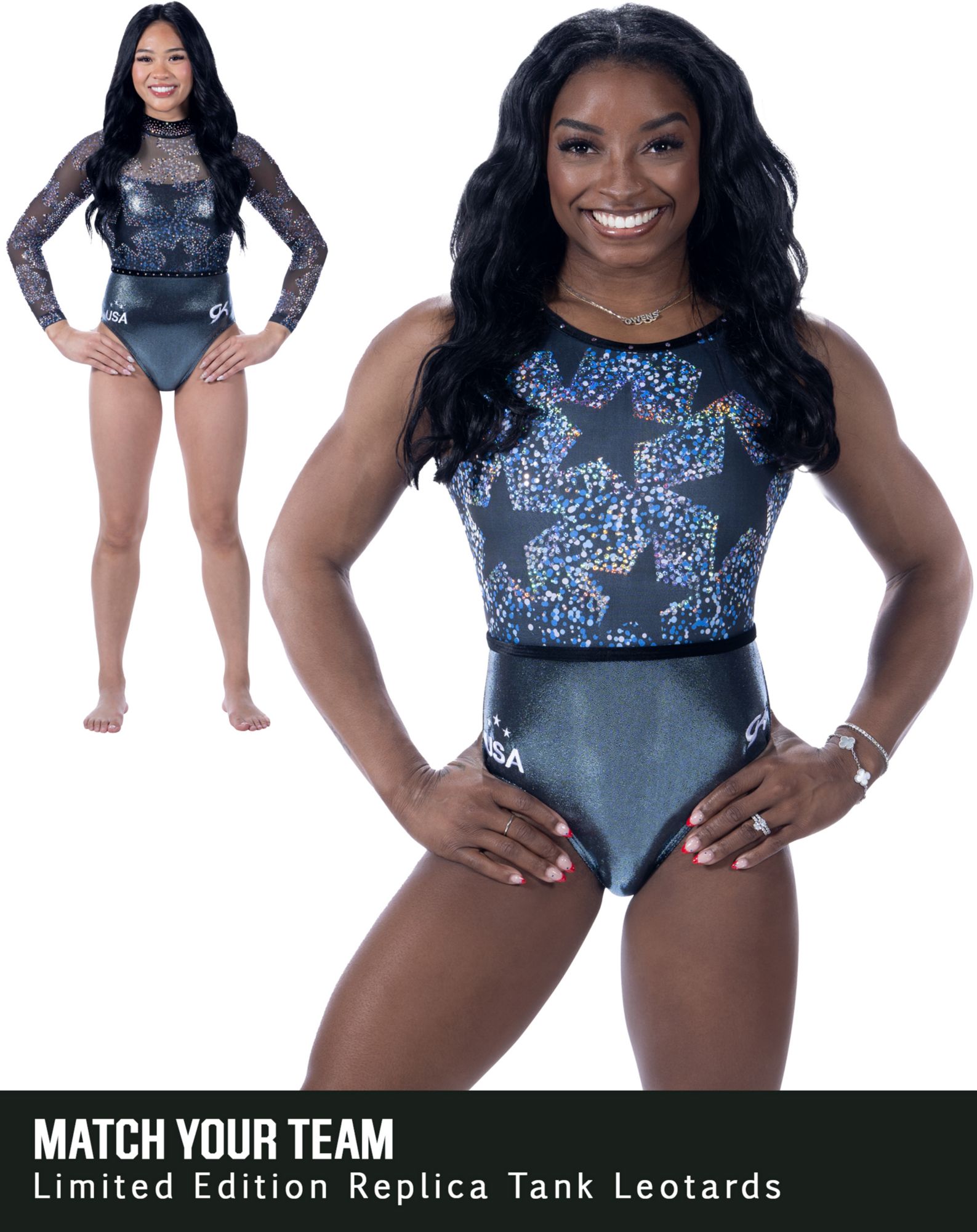GK Elite Girls' Star Spangled Shine Replica Tank Leotard product image