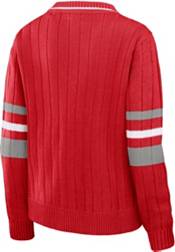 WEAR by Erin Andrews Women's Ohio State Buckeyes Scarlet Vintage V-Neck Pullover Sweater product image