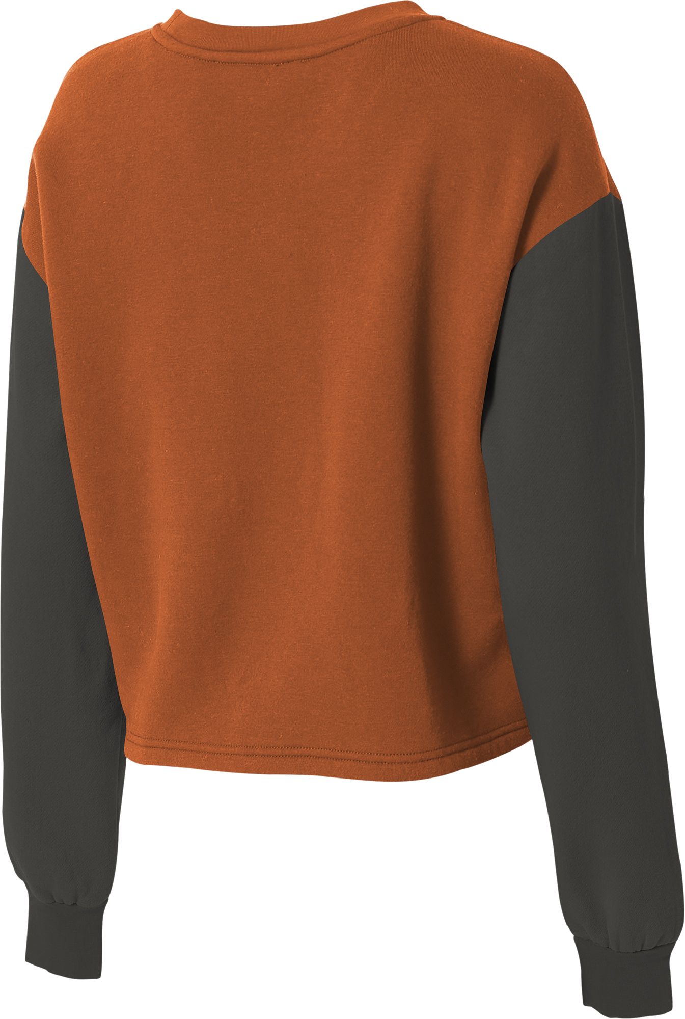 WEAR by Erin Andrews Women's Texas Longhorns Burnt Orange Colorblock Crew Neck Sweatshirt