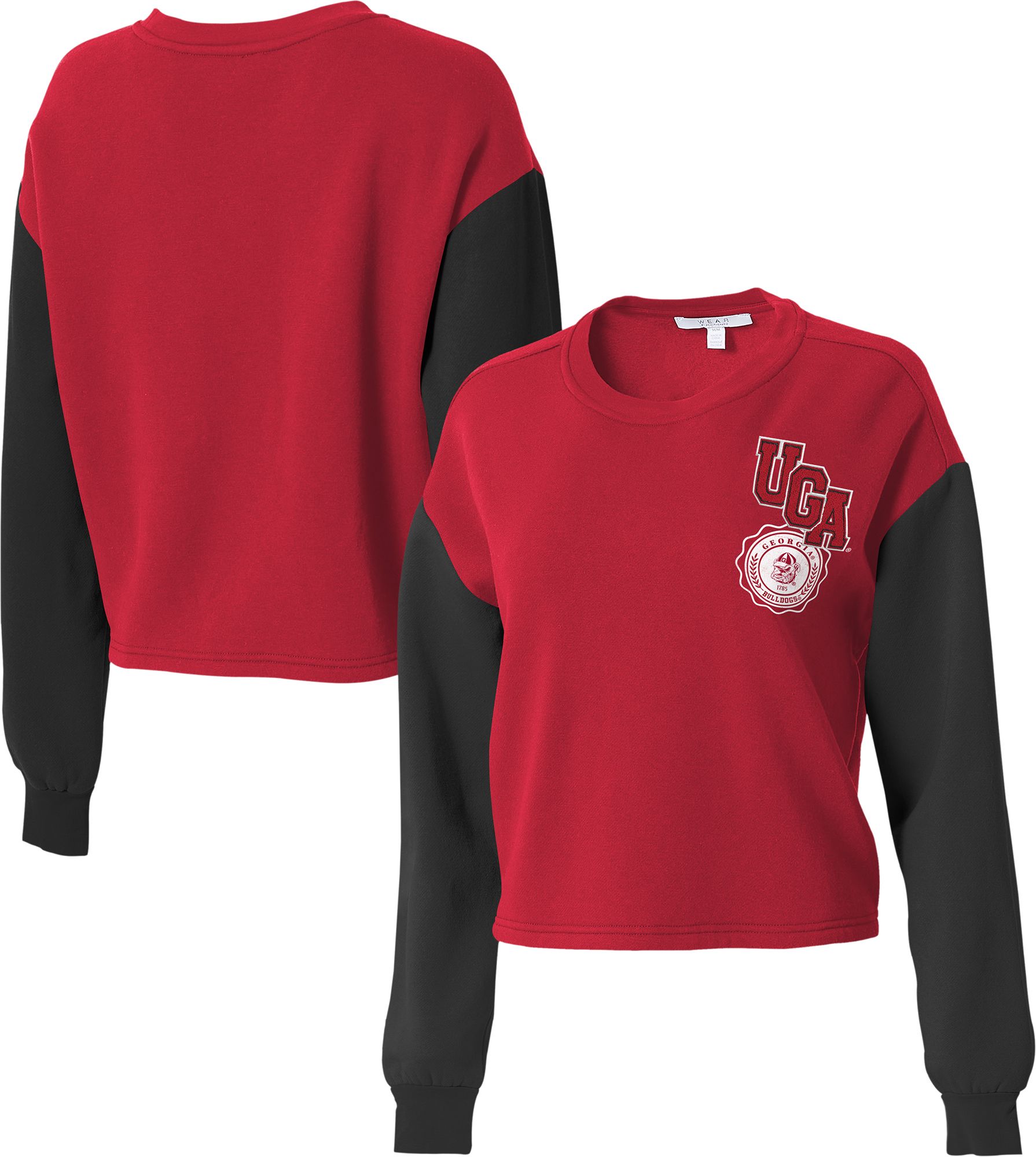 WEAR by Erin Andrews Women's Georgia Bulldogs Red Colorblock Crew Neck Sweatshirt product image