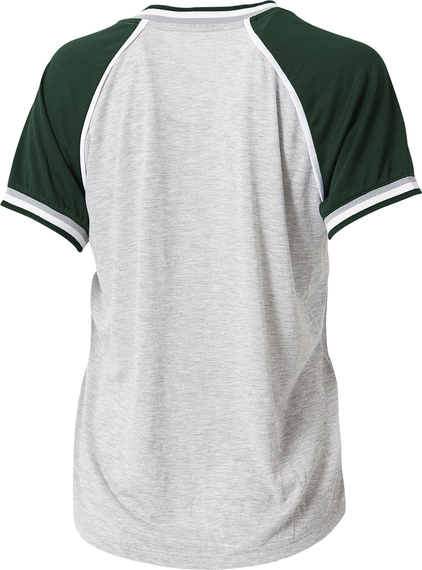 WEAR by Erin Andrews Women's Michigan State Spartans Grey Raglan Short Sleeve V-Neck T-Shirt