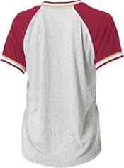 WEAR by Erin Andrews Women's Oklahoma Sooners Grey Raglan Short Sleeve V-Neck T-Shirt product image
