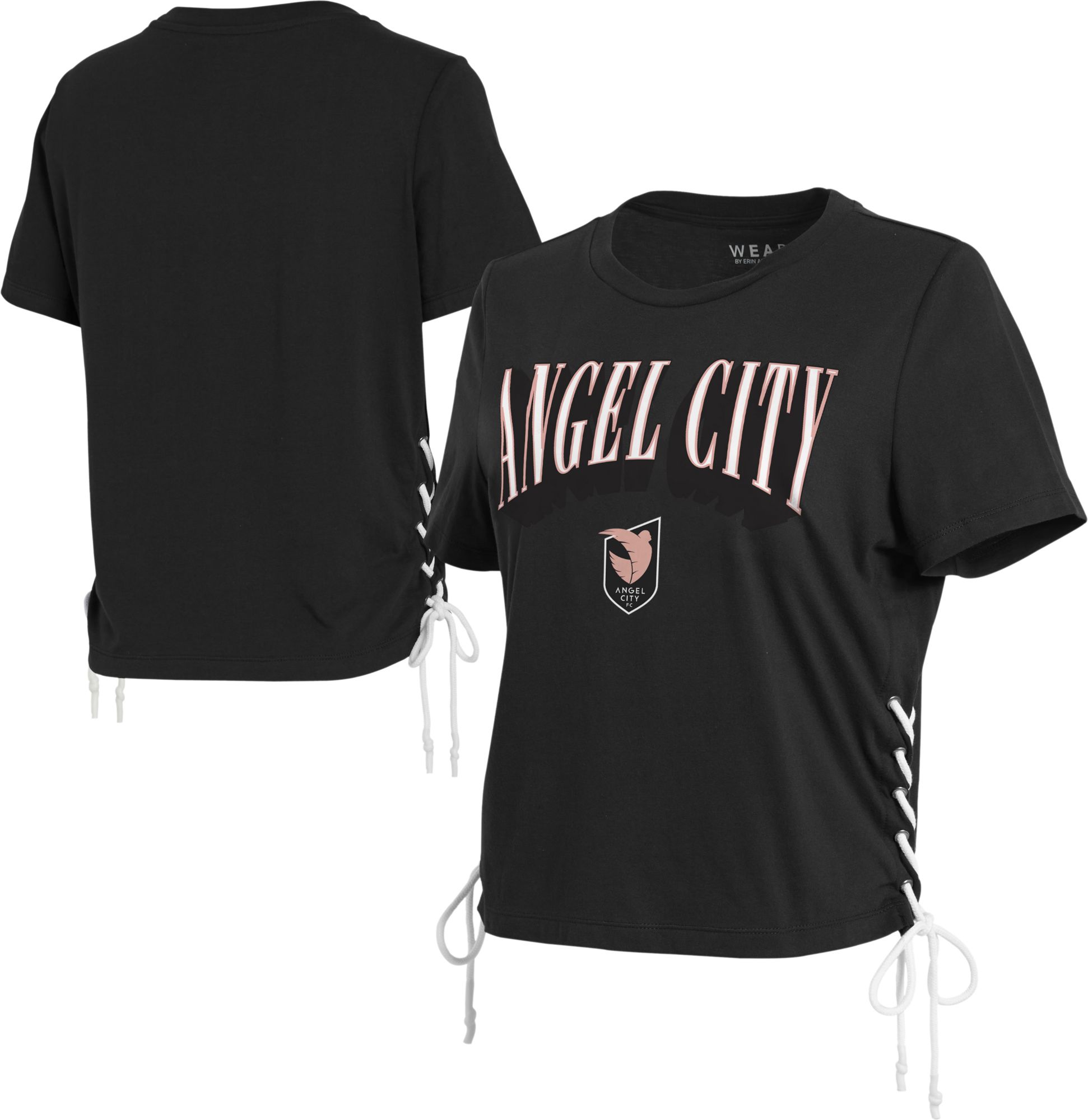 WEAR By Erin Andrews Women's Angel City FC Side Lace Black T-Shirt product image