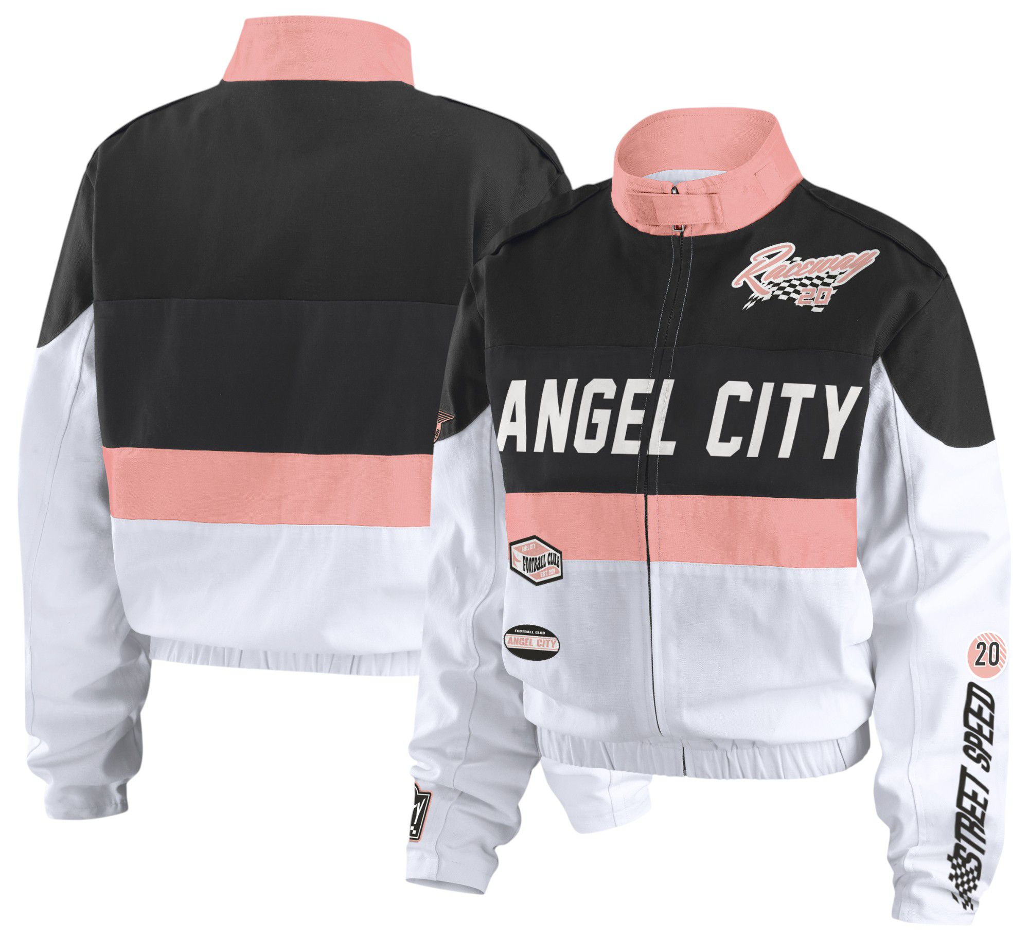 WEAR by Erin Andrews Women's Angel City FC Black/White Racing Full Zip Jacket product image