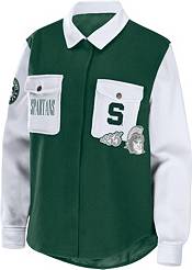 WEAR by Erin Andrews Women's Michigan State Spartans Green/White Colorblock Shacket product image