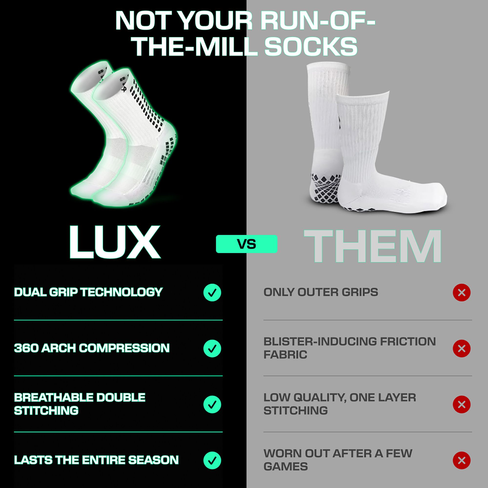 LUX Anti Slip Soccer Calf Socks - 2 Pack product image