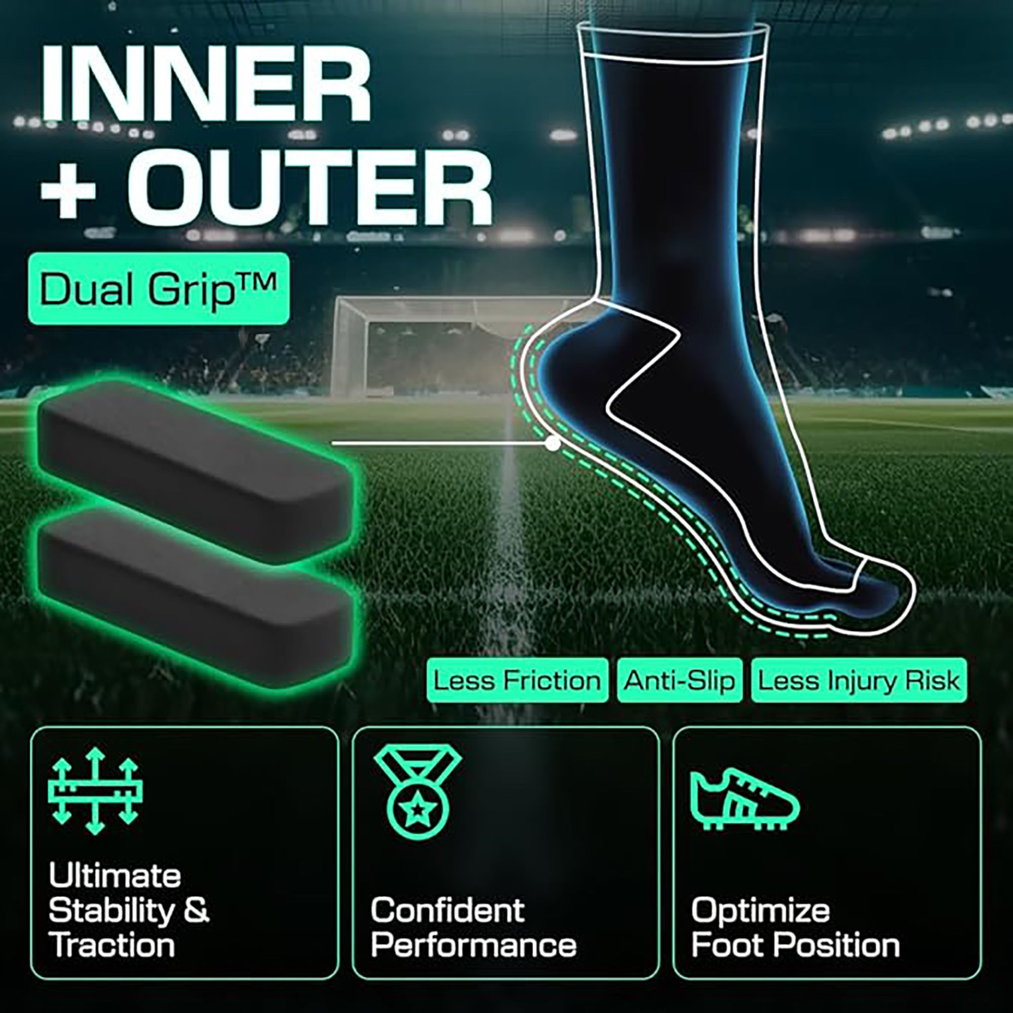 Lux Anti Slip Soccer Calf Socks - 2 Pack product image